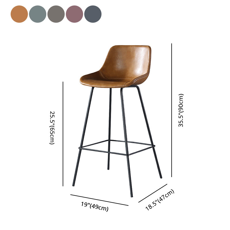 Modern Counter Bar Stool Armless Leather Indoor Bar Stool with Footrest Metal Base Clearhalo 'Bar Furniture' 'Bar Stools' 'bar_stools' 'furn' 'furn_bar_stools' 'furniture_bar_stools' 'Kitchen & Dining Furniture' 'kitchen&dining_furn' 'kitchen' 'kitchen_furn' Furniture' 4184494