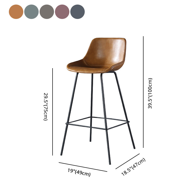 Modern Counter Bar Stool Armless Leather Indoor Bar Stool with Footrest Metal Base Clearhalo 'Bar Furniture' 'Bar Stools' 'bar_stools' 'furn' 'furn_bar_stools' 'furniture_bar_stools' 'Kitchen & Dining Furniture' 'kitchen&dining_furn' 'kitchen' 'kitchen_furn' Furniture' 4184495