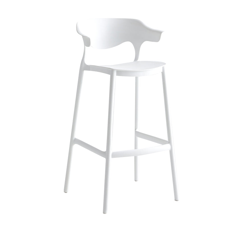 29-inch Modern Counter Bar Stool Armed Plastic Indoor Bar Stool with Footrest White 1 Piece Clearhalo 'Bar Furniture' 'Bar Stools' 'bar_stools' 'furn' 'furn_bar_stools' 'furniture_bar_stools' 'Kitchen & Dining Furniture' 'kitchen&dining_furn' 'kitchen' 'kitchen_furn' Furniture' 4184497