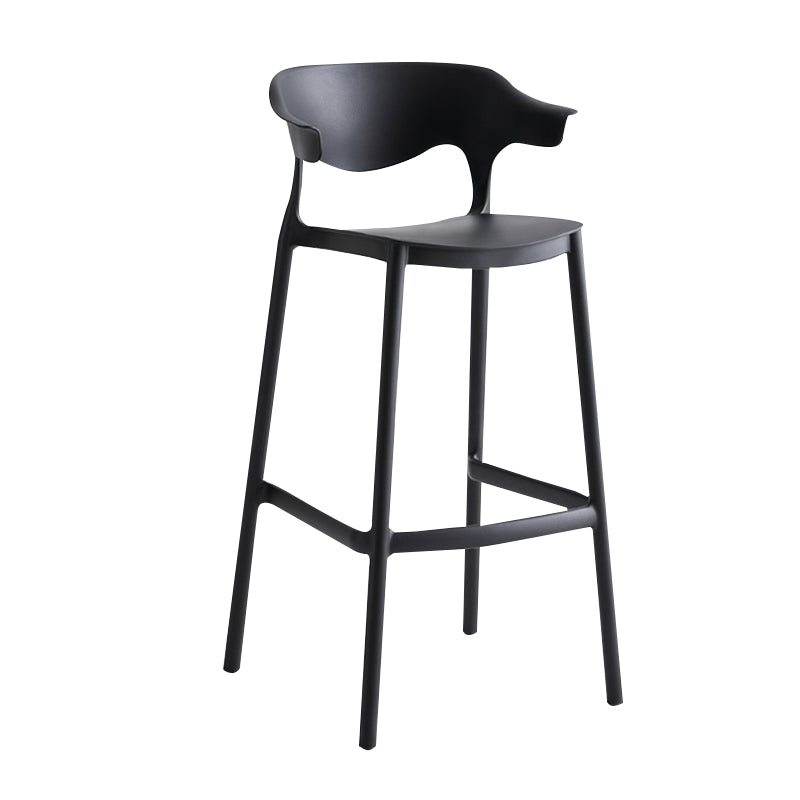 29-inch Modern Counter Bar Stool Armed Plastic Indoor Bar Stool with Footrest Black 1 Piece Clearhalo 'Bar Furniture' 'Bar Stools' 'bar_stools' 'furn' 'furn_bar_stools' 'furniture_bar_stools' 'Kitchen & Dining Furniture' 'kitchen&dining_furn' 'kitchen' 'kitchen_furn' Furniture' 4184498