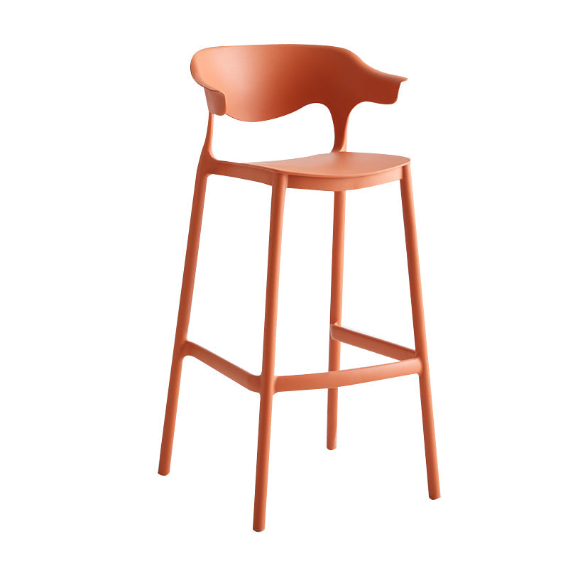 29-inch Modern Counter Bar Stool Armed Plastic Indoor Bar Stool with Footrest Orange 1 Piece Clearhalo 'Bar Furniture' 'Bar Stools' 'bar_stools' 'furn' 'furn_bar_stools' 'furniture_bar_stools' 'Kitchen & Dining Furniture' 'kitchen&dining_furn' 'kitchen' 'kitchen_furn' Furniture' 4184504