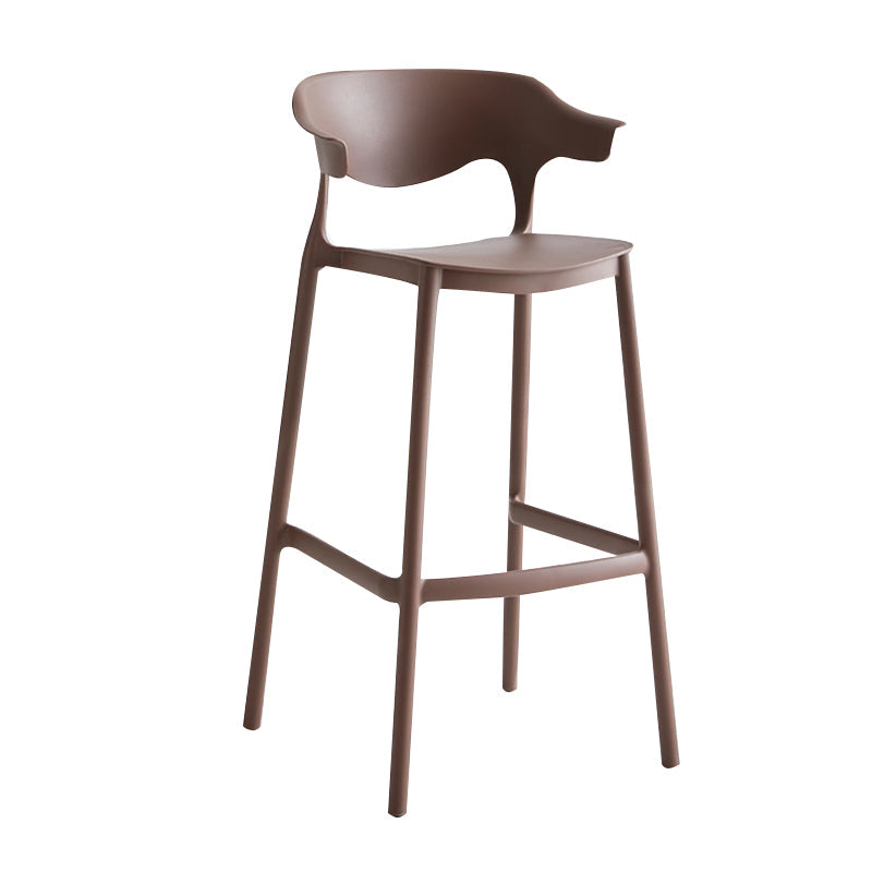 29-inch Modern Counter Bar Stool Armed Plastic Indoor Bar Stool with Footrest Coffee 1 Piece Clearhalo 'Bar Furniture' 'Bar Stools' 'bar_stools' 'furn' 'furn_bar_stools' 'furniture_bar_stools' 'Kitchen & Dining Furniture' 'kitchen&dining_furn' 'kitchen' 'kitchen_furn' Furniture' 4184508