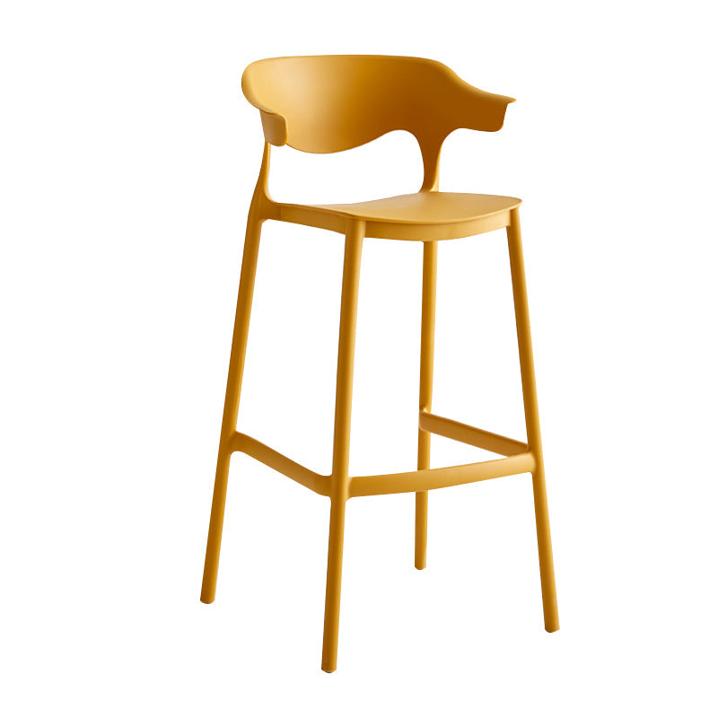 29-inch Modern Counter Bar Stool Armed Plastic Indoor Bar Stool with Footrest Yellow 1 Piece Clearhalo 'Bar Furniture' 'Bar Stools' 'bar_stools' 'furn' 'furn_bar_stools' 'furniture_bar_stools' 'Kitchen & Dining Furniture' 'kitchen&dining_furn' 'kitchen' 'kitchen_furn' Furniture' 4184510