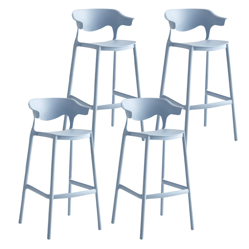 29-inch Modern Counter Bar Stool Armed Plastic Indoor Bar Stool with Footrest Light Blue 4 Piece Set Clearhalo 'Bar Furniture' 'Bar Stools' 'bar_stools' 'furn' 'furn_bar_stools' 'furniture_bar_stools' 'Kitchen & Dining Furniture' 'kitchen&dining_furn' 'kitchen' 'kitchen_furn' Furniture' 4184517