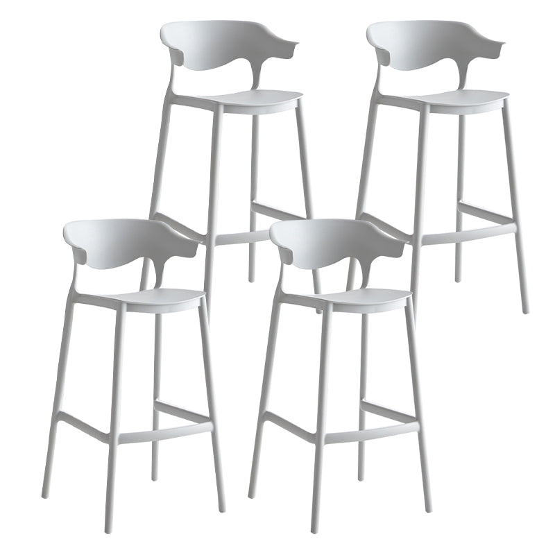 29-inch Modern Counter Bar Stool Armed Plastic Indoor Bar Stool with Footrest Light Gray 4 Piece Set Clearhalo 'Bar Furniture' 'Bar Stools' 'bar_stools' 'furn' 'furn_bar_stools' 'furniture_bar_stools' 'Kitchen & Dining Furniture' 'kitchen&dining_furn' 'kitchen' 'kitchen_furn' Furniture' 4184518