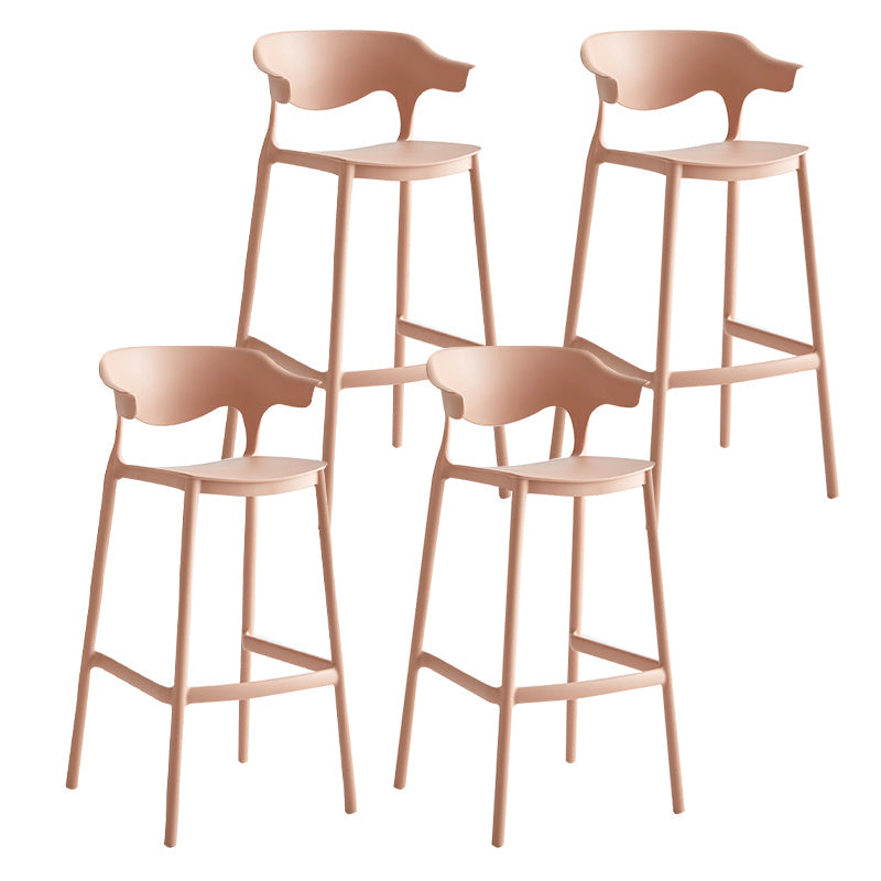 29-inch Modern Counter Bar Stool Armed Plastic Indoor Bar Stool with Footrest Light Pink 4 Piece Set Clearhalo 'Bar Furniture' 'Bar Stools' 'bar_stools' 'furn' 'furn_bar_stools' 'furniture_bar_stools' 'Kitchen & Dining Furniture' 'kitchen&dining_furn' 'kitchen' 'kitchen_furn' Furniture' 4184520