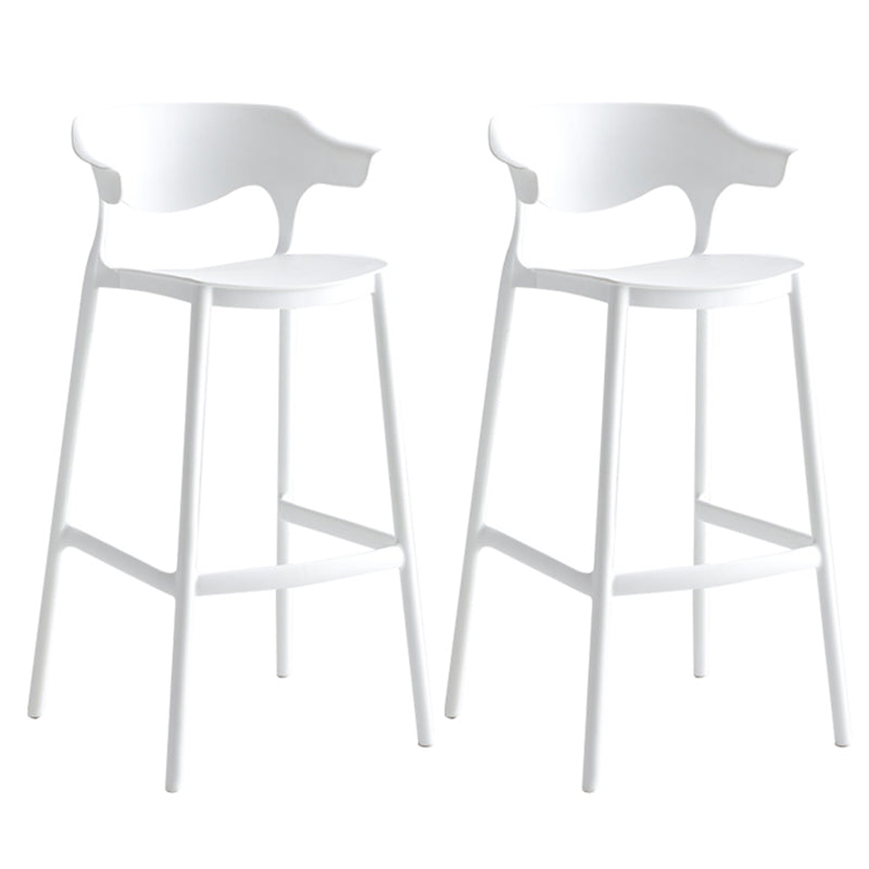 29-inch Modern Counter Bar Stool Armed Plastic Indoor Bar Stool with Footrest White 2 Piece Set Clearhalo 'Bar Furniture' 'Bar Stools' 'bar_stools' 'furn' 'furn_bar_stools' 'furniture_bar_stools' 'Kitchen & Dining Furniture' 'kitchen&dining_furn' 'kitchen' 'kitchen_furn' Furniture' 4184523