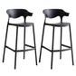 29-inch Modern Counter Bar Stool Armed Plastic Indoor Bar Stool with Footrest Black 2 Piece Set Clearhalo 'Bar Furniture' 'Bar Stools' 'bar_stools' 'furn' 'furn_bar_stools' 'furniture_bar_stools' 'Kitchen & Dining Furniture' 'kitchen&dining_furn' 'kitchen' 'kitchen_furn' Furniture' 4184524