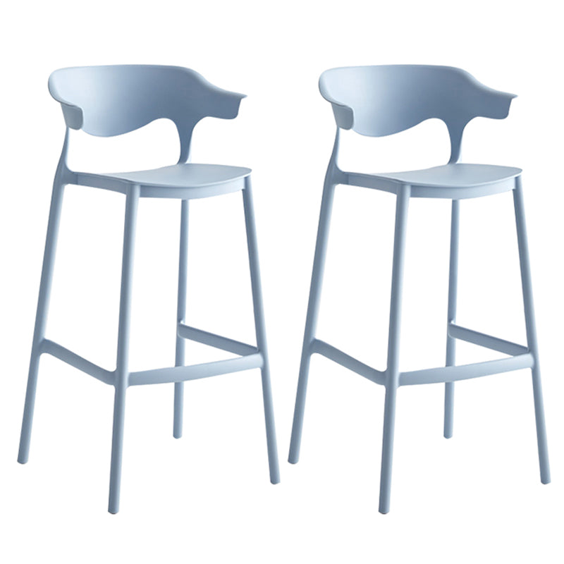 29-inch Modern Counter Bar Stool Armed Plastic Indoor Bar Stool with Footrest Light Blue 2 Piece Set Clearhalo 'Bar Furniture' 'Bar Stools' 'bar_stools' 'furn' 'furn_bar_stools' 'furniture_bar_stools' 'Kitchen & Dining Furniture' 'kitchen&dining_furn' 'kitchen' 'kitchen_furn' Furniture' 4184525