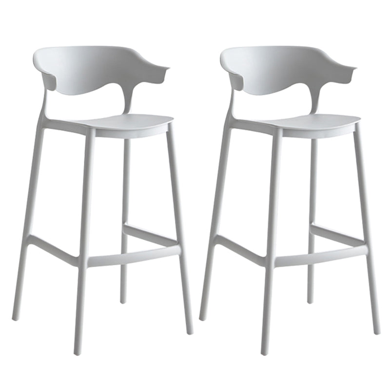 29-inch Modern Counter Bar Stool Armed Plastic Indoor Bar Stool with Footrest Light Gray 2 Piece Set Clearhalo 'Bar Furniture' 'Bar Stools' 'bar_stools' 'furn' 'furn_bar_stools' 'furniture_bar_stools' 'Kitchen & Dining Furniture' 'kitchen&dining_furn' 'kitchen' 'kitchen_furn' Furniture' 4184526