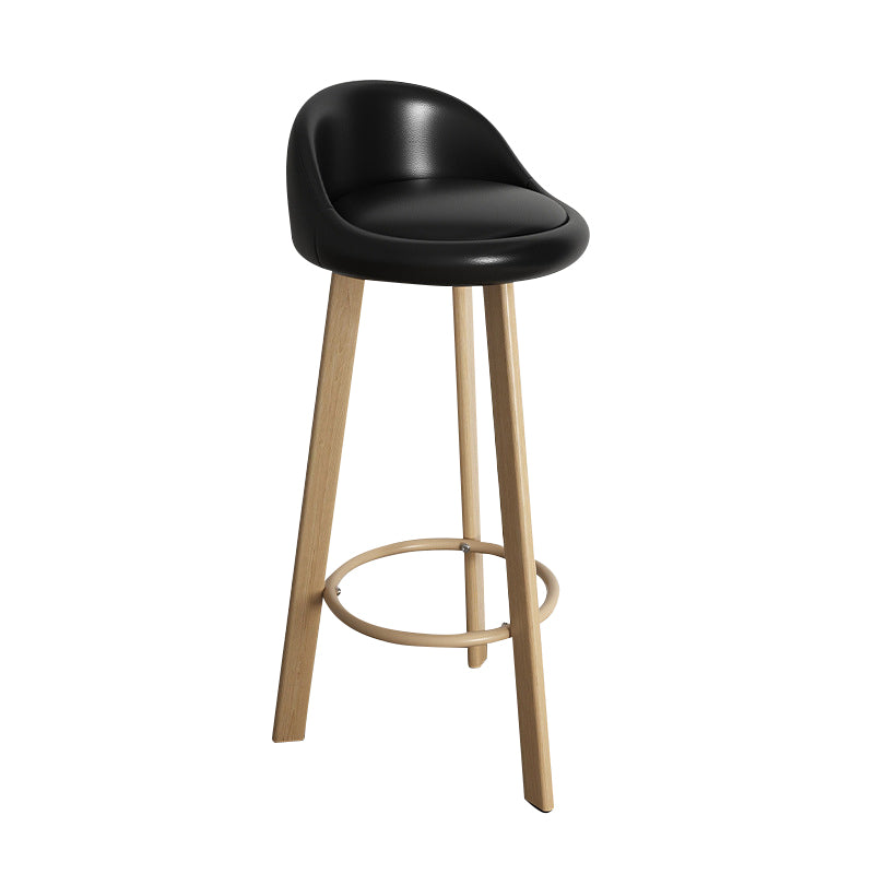 Modern Backrest Armless Counter Stool Steel Household Bar Stool with Cushion Wood Black Clearhalo 'Bar Furniture' 'Bar Stools' 'bar_stools' 'furn' 'furn_bar_stools' 'furniture_bar_stools' 'Kitchen & Dining Furniture' 'kitchen&dining_furn' 'kitchen' 'kitchen_furn' Furniture' 4184535