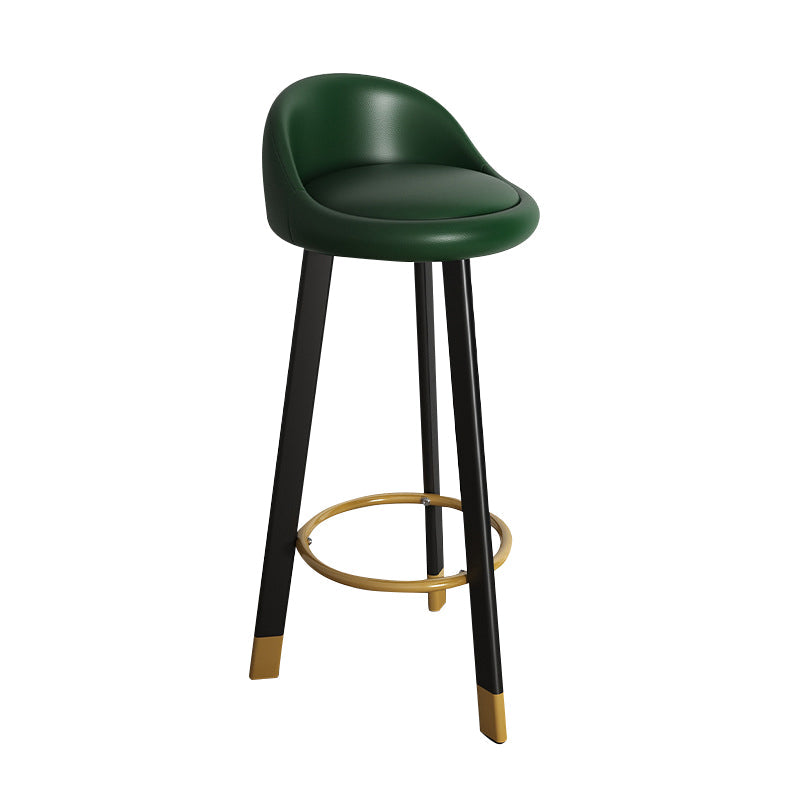 Modern Backrest Armless Counter Stool Steel Household Bar Stool with Cushion Black Green Clearhalo 'Bar Furniture' 'Bar Stools' 'bar_stools' 'furn' 'furn_bar_stools' 'furniture_bar_stools' 'Kitchen & Dining Furniture' 'kitchen&dining_furn' 'kitchen' 'kitchen_furn' Furniture' 4184540