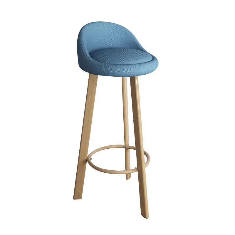 Modern Backrest Armless Counter Stool Steel Household Bar Stool with Cushion Wood Blue Clearhalo 'Bar Furniture' 'Bar Stools' 'bar_stools' 'furn' 'furn_bar_stools' 'furniture_bar_stools' 'Kitchen & Dining Furniture' 'kitchen&dining_furn' 'kitchen' 'kitchen_furn' Furniture' 4184547