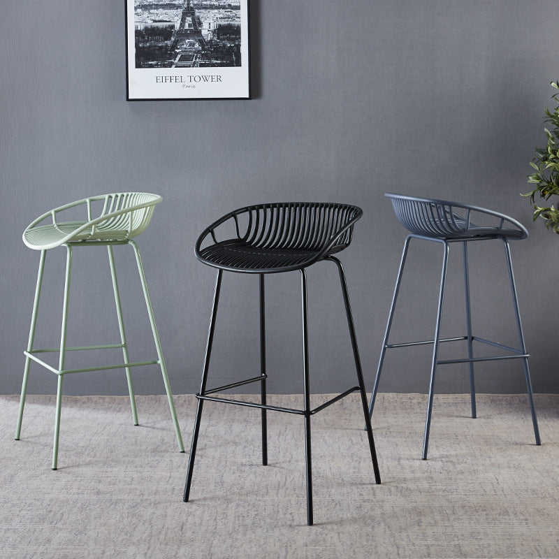 29-Inch Contemporary Bar Stool Armless Plastic Indoor Bar Stool with Iron Base Clearhalo 'Bar Furniture' 'Bar Stools' 'bar_stools' 'furn' 'furn_bar_stools' 'furniture_bar_stools' 'Kitchen & Dining Furniture' 'kitchen&dining_furn' 'kitchen' 'kitchen_furn' Furniture' 4184552