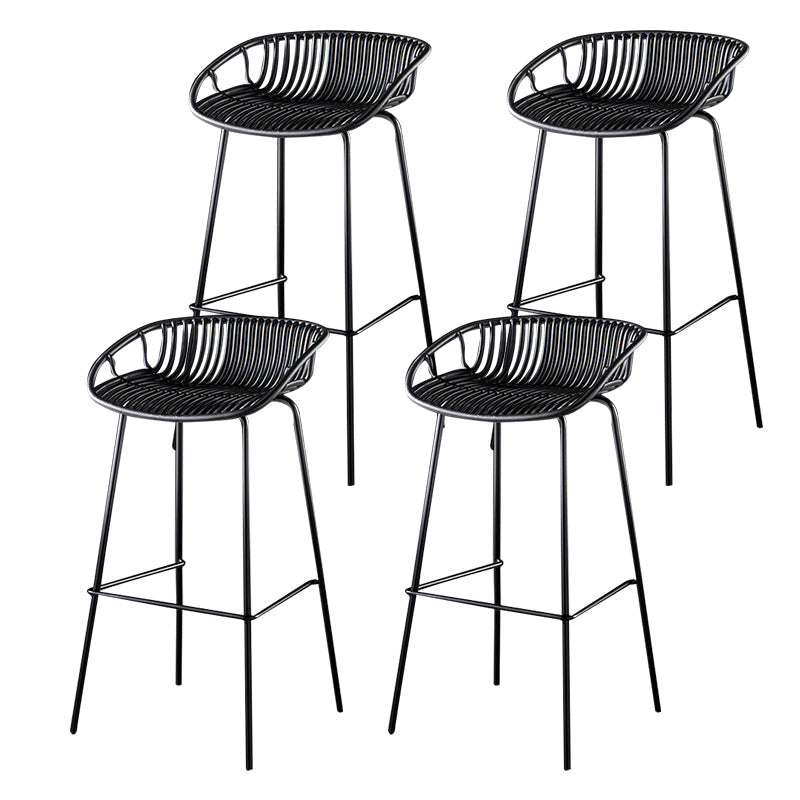 29-Inch Contemporary Bar Stool Armless Plastic Indoor Bar Stool with Iron Base Black 4 Piece Set Clearhalo 'Bar Furniture' 'Bar Stools' 'bar_stools' 'furn' 'furn_bar_stools' 'furniture_bar_stools' 'Kitchen & Dining Furniture' 'kitchen&dining_furn' 'kitchen' 'kitchen_furn' Furniture' 4184555