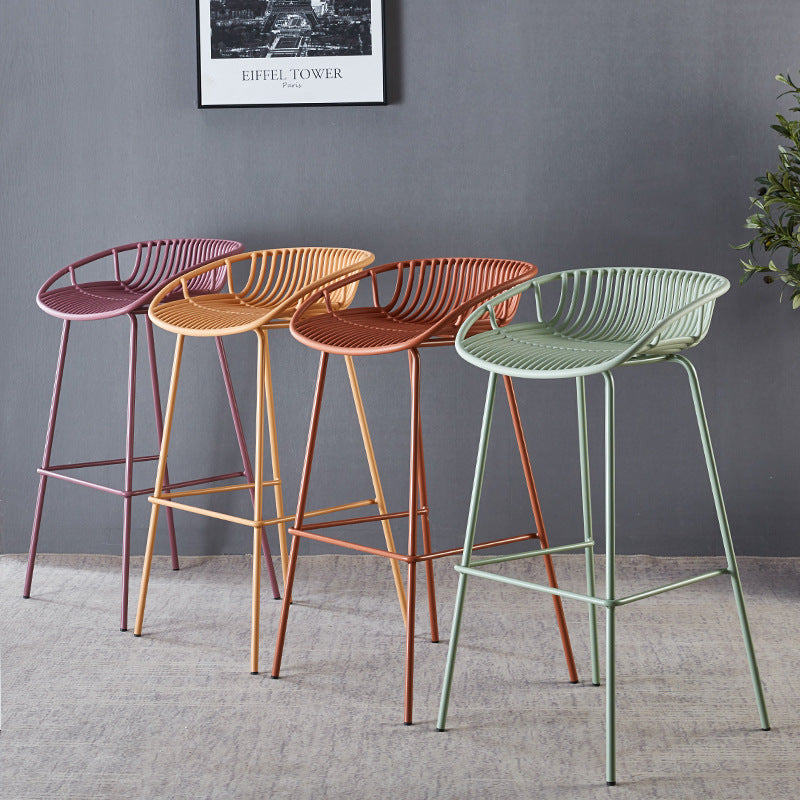 29-Inch Contemporary Bar Stool Armless Plastic Indoor Bar Stool with Iron Base Clearhalo 'Bar Furniture' 'Bar Stools' 'bar_stools' 'furn' 'furn_bar_stools' 'furniture_bar_stools' 'Kitchen & Dining Furniture' 'kitchen&dining_furn' 'kitchen' 'kitchen_furn' Furniture' 4184558