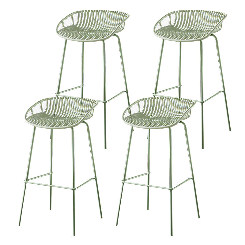 29-Inch Contemporary Bar Stool Armless Plastic Indoor Bar Stool with Iron Base Green 4 Piece Set Clearhalo 'Bar Furniture' 'Bar Stools' 'bar_stools' 'furn' 'furn_bar_stools' 'furniture_bar_stools' 'Kitchen & Dining Furniture' 'kitchen&dining_furn' 'kitchen' 'kitchen_furn' Furniture' 4184559