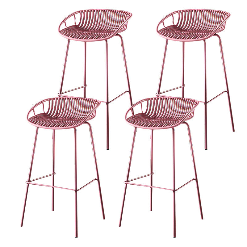 29-Inch Contemporary Bar Stool Armless Plastic Indoor Bar Stool with Iron Base Purple 4 Piece Set Clearhalo 'Bar Furniture' 'Bar Stools' 'bar_stools' 'furn' 'furn_bar_stools' 'furniture_bar_stools' 'Kitchen & Dining Furniture' 'kitchen&dining_furn' 'kitchen' 'kitchen_furn' Furniture' 4184560