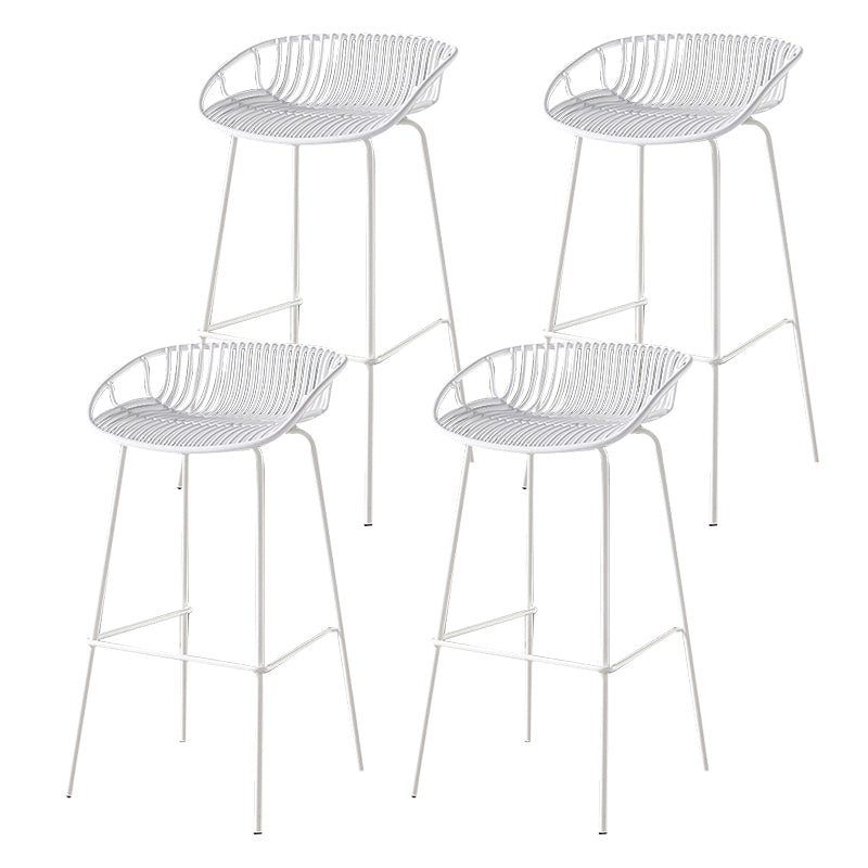 29-Inch Contemporary Bar Stool Armless Plastic Indoor Bar Stool with Iron Base White 4 Piece Set Clearhalo 'Bar Furniture' 'Bar Stools' 'bar_stools' 'furn' 'furn_bar_stools' 'furniture_bar_stools' 'Kitchen & Dining Furniture' 'kitchen&dining_furn' 'kitchen' 'kitchen_furn' Furniture' 4184562