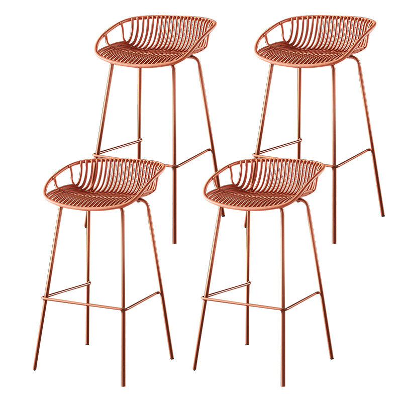 29-Inch Contemporary Bar Stool Armless Plastic Indoor Bar Stool with Iron Base Orange 4 Piece Set Clearhalo 'Bar Furniture' 'Bar Stools' 'bar_stools' 'furn' 'furn_bar_stools' 'furniture_bar_stools' 'Kitchen & Dining Furniture' 'kitchen&dining_furn' 'kitchen' 'kitchen_furn' Furniture' 4184565