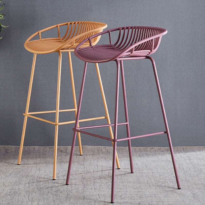 29-Inch Contemporary Bar Stool Armless Plastic Indoor Bar Stool with Iron Base Clearhalo 'Bar Furniture' 'Bar Stools' 'bar_stools' 'furn' 'furn_bar_stools' 'furniture_bar_stools' 'Kitchen & Dining Furniture' 'kitchen&dining_furn' 'kitchen' 'kitchen_furn' Furniture' 4184566