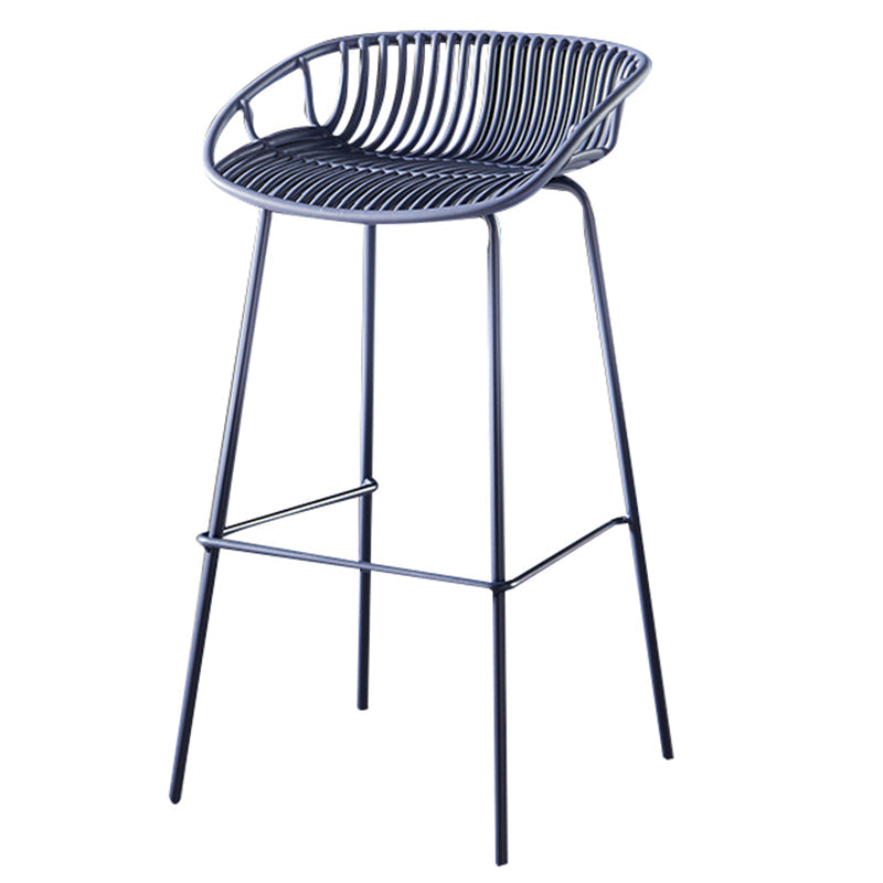 29-Inch Contemporary Bar Stool Armless Plastic Indoor Bar Stool with Iron Base Blue 1 Piece Clearhalo 'Bar Furniture' 'Bar Stools' 'bar_stools' 'furn' 'furn_bar_stools' 'furniture_bar_stools' 'Kitchen & Dining Furniture' 'kitchen&dining_furn' 'kitchen' 'kitchen_furn' Furniture' 4184567