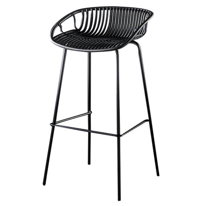 29-Inch Contemporary Bar Stool Armless Plastic Indoor Bar Stool with Iron Base Black 1 Piece Clearhalo 'Bar Furniture' 'Bar Stools' 'bar_stools' 'furn' 'furn_bar_stools' 'furniture_bar_stools' 'Kitchen & Dining Furniture' 'kitchen&dining_furn' 'kitchen' 'kitchen_furn' Furniture' 4184568