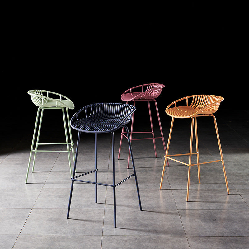 29-Inch Contemporary Bar Stool Armless Plastic Indoor Bar Stool with Iron Base Clearhalo 'Bar Furniture' 'Bar Stools' 'bar_stools' 'furn' 'furn_bar_stools' 'furniture_bar_stools' 'Kitchen & Dining Furniture' 'kitchen&dining_furn' 'kitchen' 'kitchen_furn' Furniture' 4184569