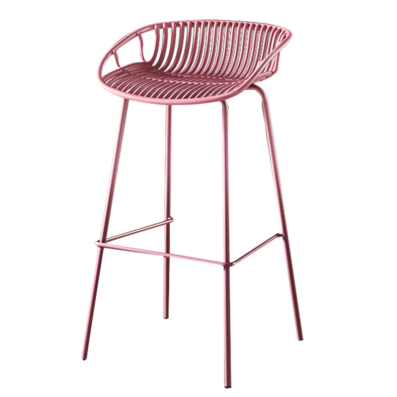 29-Inch Contemporary Bar Stool Armless Plastic Indoor Bar Stool with Iron Base Purple 1 Piece Clearhalo 'Bar Furniture' 'Bar Stools' 'bar_stools' 'furn' 'furn_bar_stools' 'furniture_bar_stools' 'Kitchen & Dining Furniture' 'kitchen&dining_furn' 'kitchen' 'kitchen_furn' Furniture' 4184573