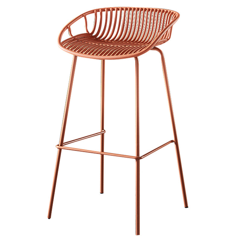 29-Inch Contemporary Bar Stool Armless Plastic Indoor Bar Stool with Iron Base Orange 1 Piece Clearhalo 'Bar Furniture' 'Bar Stools' 'bar_stools' 'furn' 'furn_bar_stools' 'furniture_bar_stools' 'Kitchen & Dining Furniture' 'kitchen&dining_furn' 'kitchen' 'kitchen_furn' Furniture' 4184575