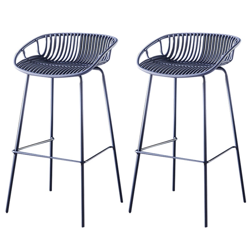 29-Inch Contemporary Bar Stool Armless Plastic Indoor Bar Stool with Iron Base Blue 2 Piece Set Clearhalo 'Bar Furniture' 'Bar Stools' 'bar_stools' 'furn' 'furn_bar_stools' 'furniture_bar_stools' 'Kitchen & Dining Furniture' 'kitchen&dining_furn' 'kitchen' 'kitchen_furn' Furniture' 4184576