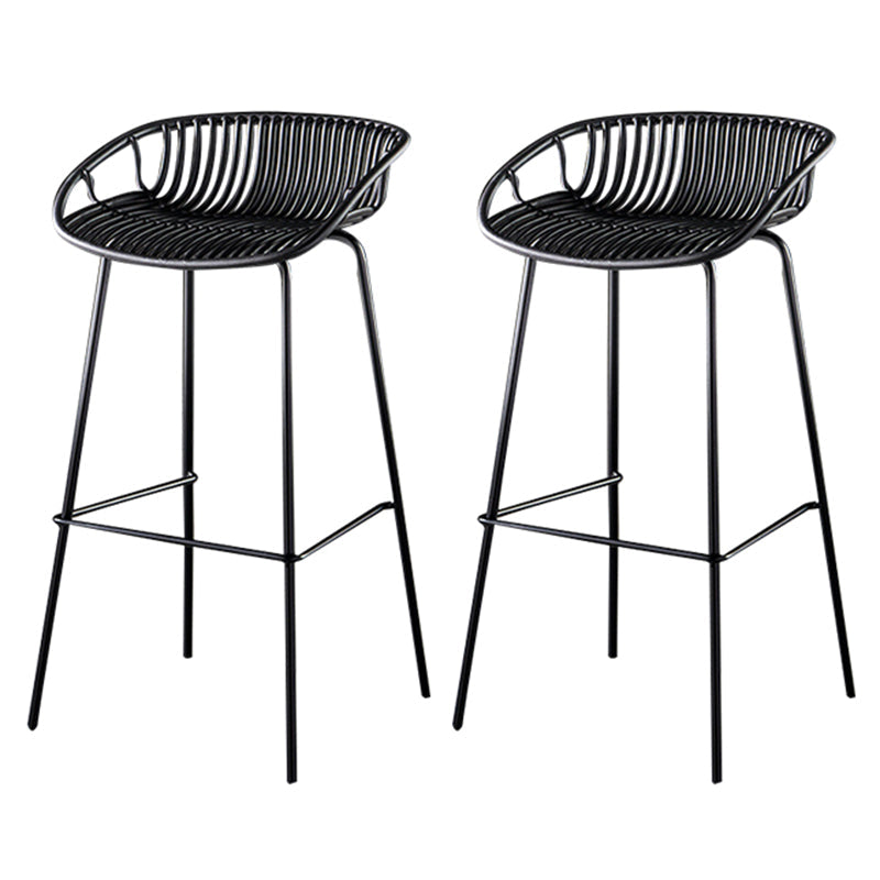 29-Inch Contemporary Bar Stool Armless Plastic Indoor Bar Stool with Iron Base Black 2 Piece Set Clearhalo 'Bar Furniture' 'Bar Stools' 'bar_stools' 'furn' 'furn_bar_stools' 'furniture_bar_stools' 'Kitchen & Dining Furniture' 'kitchen&dining_furn' 'kitchen' 'kitchen_furn' Furniture' 4184577