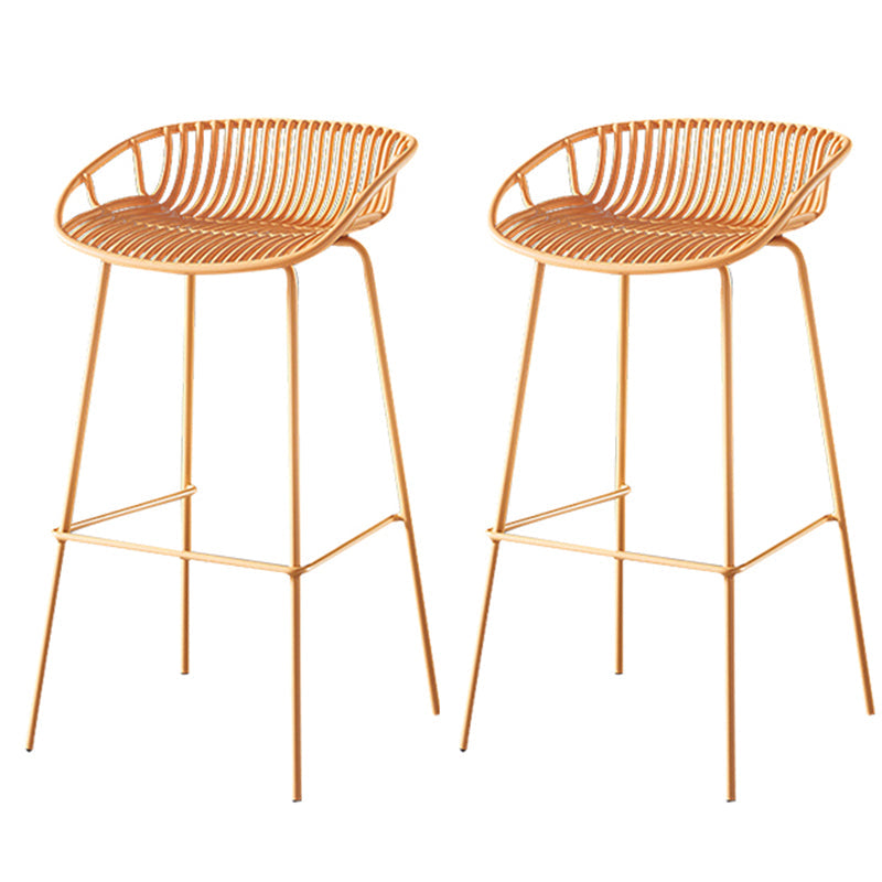 29-Inch Contemporary Bar Stool Armless Plastic Indoor Bar Stool with Iron Base Yellow 2 Piece Set Clearhalo 'Bar Furniture' 'Bar Stools' 'bar_stools' 'furn' 'furn_bar_stools' 'furniture_bar_stools' 'Kitchen & Dining Furniture' 'kitchen&dining_furn' 'kitchen' 'kitchen_furn' Furniture' 4184578