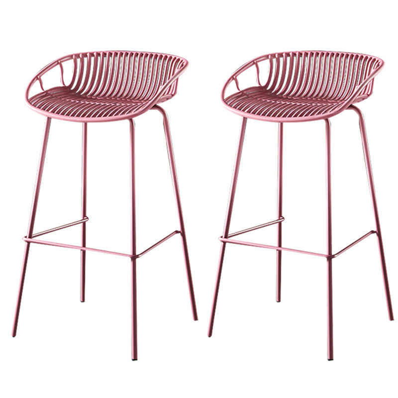 29-Inch Contemporary Bar Stool Armless Plastic Indoor Bar Stool with Iron Base Purple 2 Piece Set Clearhalo 'Bar Furniture' 'Bar Stools' 'bar_stools' 'furn' 'furn_bar_stools' 'furniture_bar_stools' 'Kitchen & Dining Furniture' 'kitchen&dining_furn' 'kitchen' 'kitchen_furn' Furniture' 4184580
