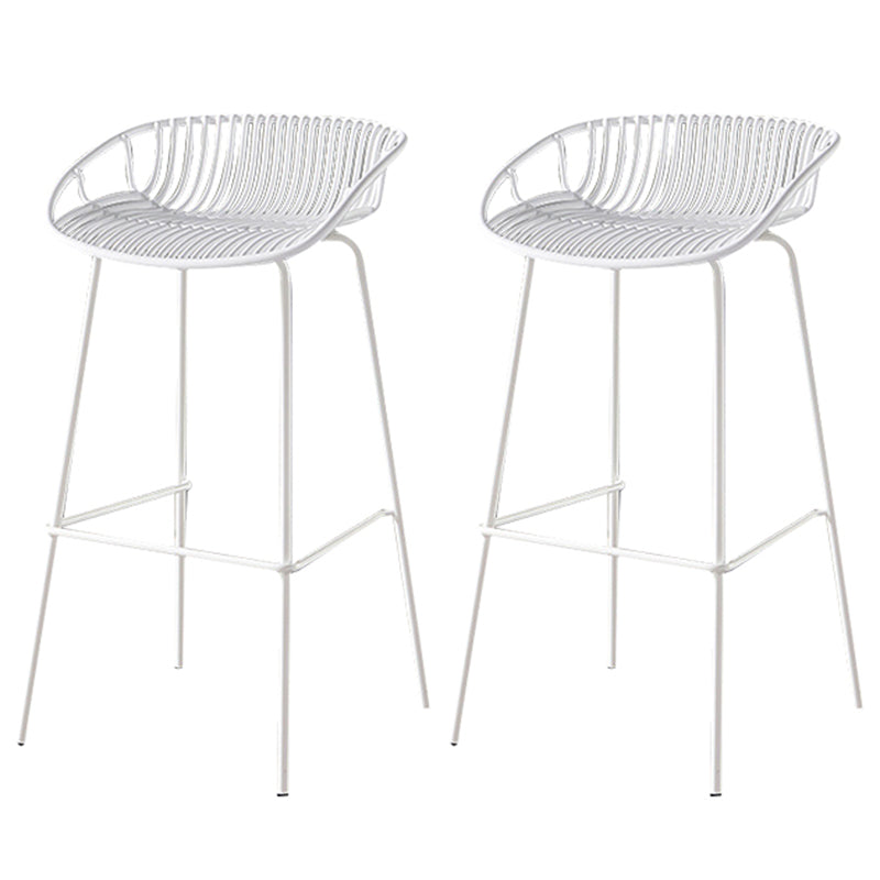29-Inch Contemporary Bar Stool Armless Plastic Indoor Bar Stool with Iron Base White 2 Piece Set Clearhalo 'Bar Furniture' 'Bar Stools' 'bar_stools' 'furn' 'furn_bar_stools' 'furniture_bar_stools' 'Kitchen & Dining Furniture' 'kitchen&dining_furn' 'kitchen' 'kitchen_furn' Furniture' 4184581