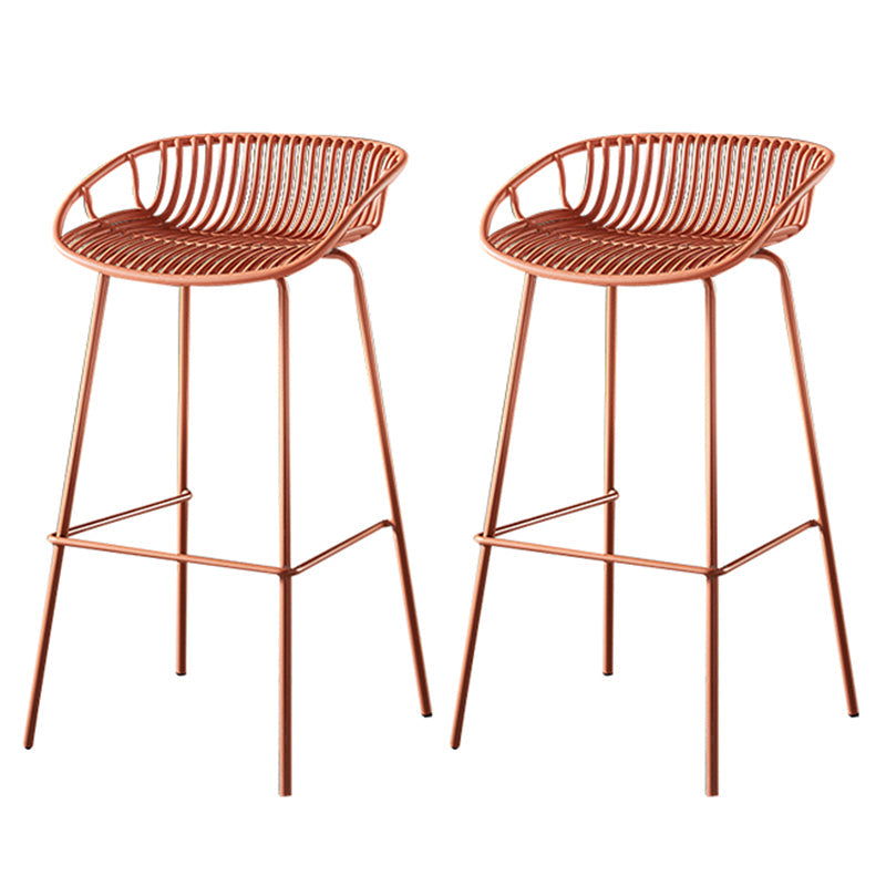 29-Inch Contemporary Bar Stool Armless Plastic Indoor Bar Stool with Iron Base Orange 2 Piece Set Clearhalo 'Bar Furniture' 'Bar Stools' 'bar_stools' 'furn' 'furn_bar_stools' 'furniture_bar_stools' 'Kitchen & Dining Furniture' 'kitchen&dining_furn' 'kitchen' 'kitchen_furn' Furniture' 4184582