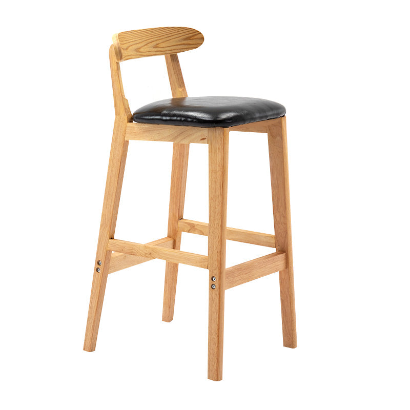 Modern Backrest Armless Counter Stool Wood Milk Tea Shop Bar Stool with Cushion Black 1 Piece Clearhalo 'Bar Furniture' 'Bar Stools' 'bar_stools' 'furn' 'furn_bar_stools' 'furniture_bar_stools' 'Kitchen & Dining Furniture' 'kitchen&dining_furn' 'kitchen' 'kitchen_furn' Furniture' 4184641