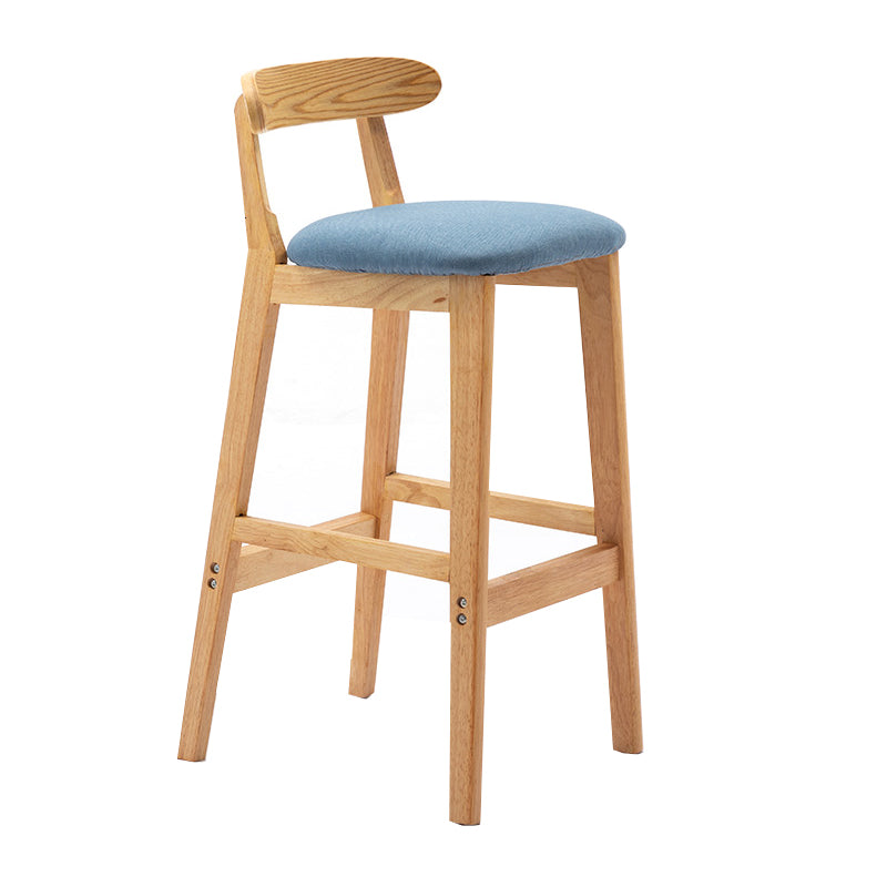Modern Backrest Armless Counter Stool Wood Milk Tea Shop Bar Stool with Cushion Blue 1 Piece Clearhalo 'Bar Furniture' 'Bar Stools' 'bar_stools' 'furn' 'furn_bar_stools' 'furniture_bar_stools' 'Kitchen & Dining Furniture' 'kitchen&dining_furn' 'kitchen' 'kitchen_furn' Furniture' 4184649