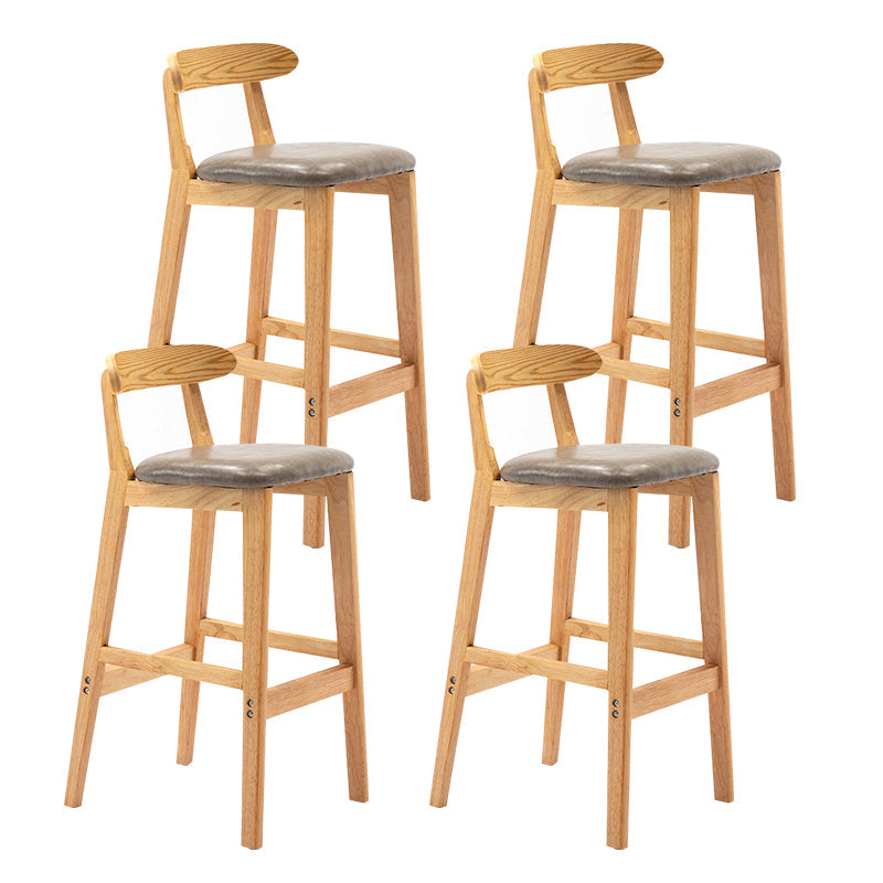 Modern Backrest Armless Counter Stool Wood Milk Tea Shop Bar Stool with Cushion Grey 4 Piece Set Clearhalo 'Bar Furniture' 'Bar Stools' 'bar_stools' 'furn' 'furn_bar_stools' 'furniture_bar_stools' 'Kitchen & Dining Furniture' 'kitchen&dining_furn' 'kitchen' 'kitchen_furn' Furniture' 4184659