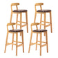 Modern Backrest Armless Counter Stool Wood Milk Tea Shop Bar Stool with Cushion Brown 4 Piece Set Clearhalo 'Bar Furniture' 'Bar Stools' 'bar_stools' 'furn' 'furn_bar_stools' 'furniture_bar_stools' 'Kitchen & Dining Furniture' 'kitchen&dining_furn' 'kitchen' 'kitchen_furn' Furniture' 4184660