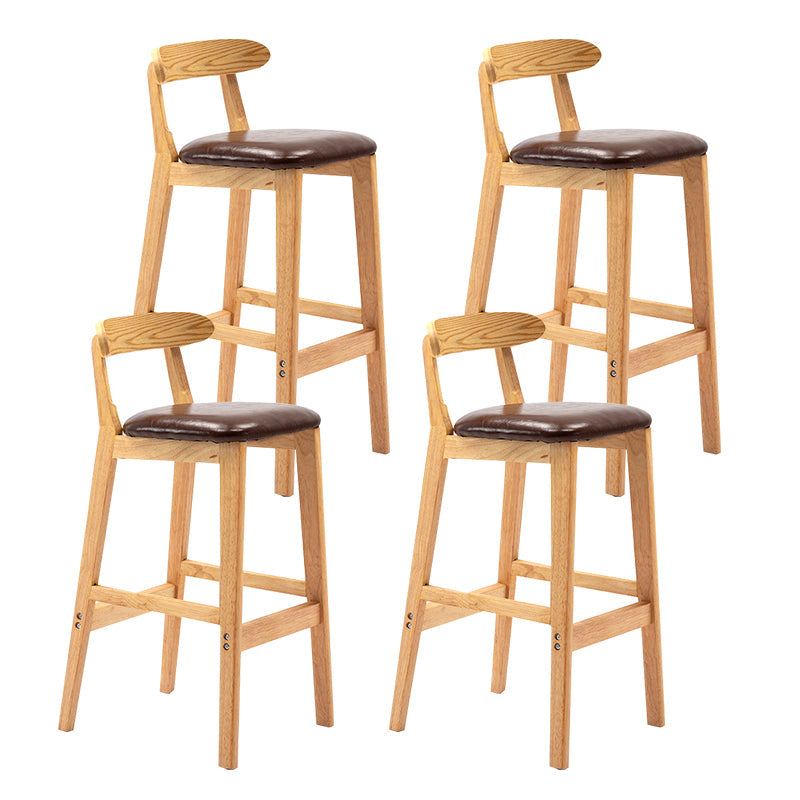 Modern Backrest Armless Counter Stool Wood Milk Tea Shop Bar Stool with Cushion Brown 4 Piece Set Clearhalo 'Bar Furniture' 'Bar Stools' 'bar_stools' 'furn' 'furn_bar_stools' 'furniture_bar_stools' 'Kitchen & Dining Furniture' 'kitchen&dining_furn' 'kitchen' 'kitchen_furn' Furniture' 4184660