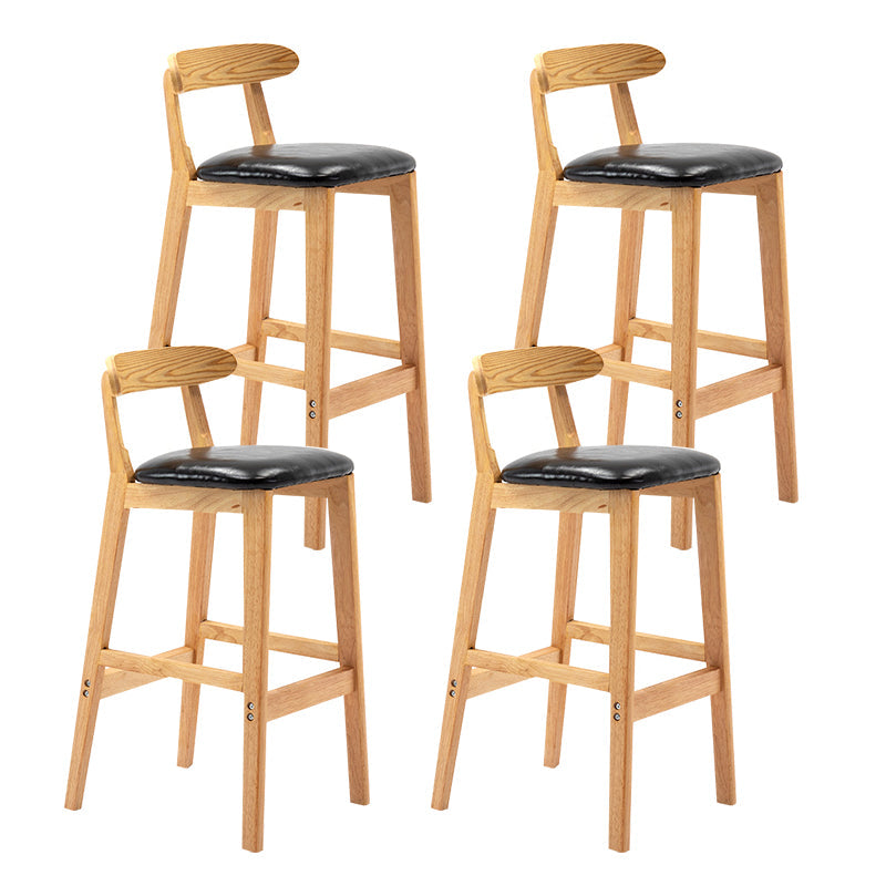 Modern Backrest Armless Counter Stool Wood Milk Tea Shop Bar Stool with Cushion Black 4 Piece Set Clearhalo 'Bar Furniture' 'Bar Stools' 'bar_stools' 'furn' 'furn_bar_stools' 'furniture_bar_stools' 'Kitchen & Dining Furniture' 'kitchen&dining_furn' 'kitchen' 'kitchen_furn' Furniture' 4184661