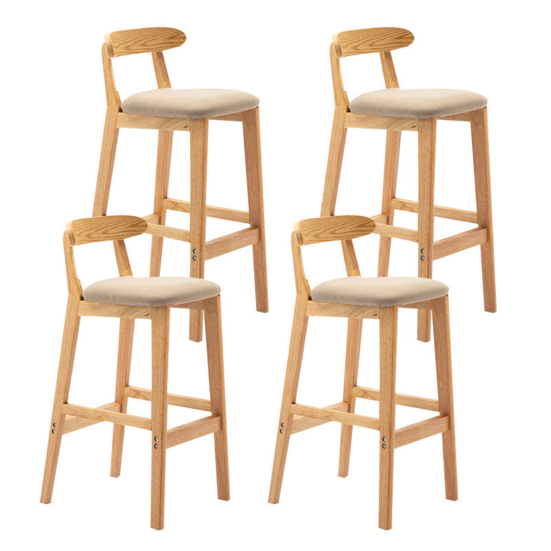 Modern Backrest Armless Counter Stool Wood Milk Tea Shop Bar Stool with Cushion Khaki 4 Piece Set Clearhalo 'Bar Furniture' 'Bar Stools' 'bar_stools' 'furn' 'furn_bar_stools' 'furniture_bar_stools' 'Kitchen & Dining Furniture' 'kitchen&dining_furn' 'kitchen' 'kitchen_furn' Furniture' 4184662