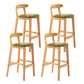 Modern Backrest Armless Counter Stool Wood Milk Tea Shop Bar Stool with Cushion Green 4 Piece Set Clearhalo 'Bar Furniture' 'Bar Stools' 'bar_stools' 'furn' 'furn_bar_stools' 'furniture_bar_stools' 'Kitchen & Dining Furniture' 'kitchen&dining_furn' 'kitchen' 'kitchen_furn' Furniture' 4184663