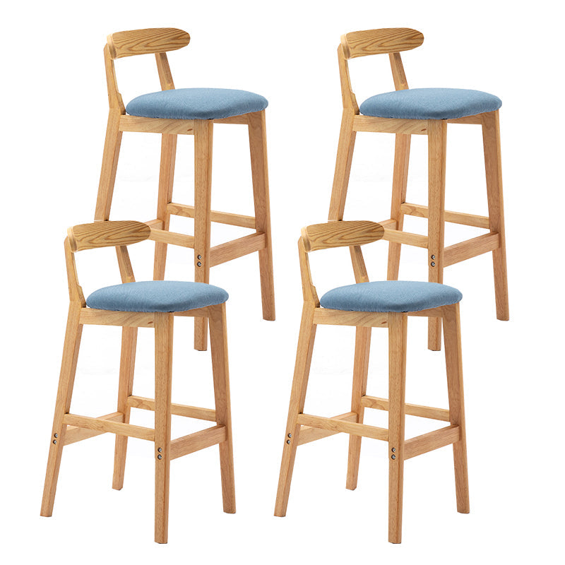 Modern Backrest Armless Counter Stool Wood Milk Tea Shop Bar Stool with Cushion Blue 4 Piece Set Clearhalo 'Bar Furniture' 'Bar Stools' 'bar_stools' 'furn' 'furn_bar_stools' 'furniture_bar_stools' 'Kitchen & Dining Furniture' 'kitchen&dining_furn' 'kitchen' 'kitchen_furn' Furniture' 4184665