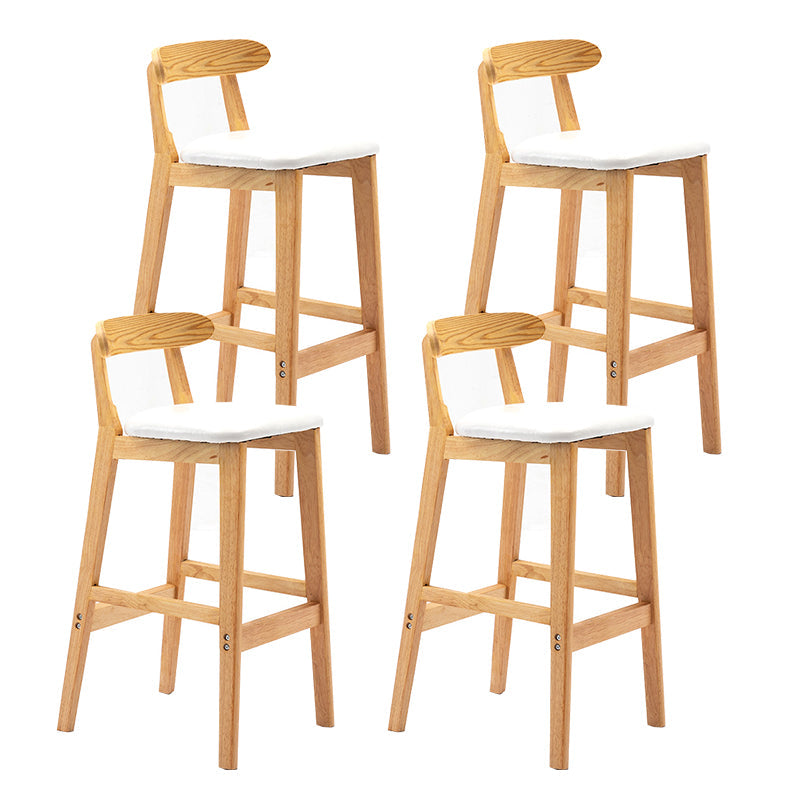 Modern Backrest Armless Counter Stool Wood Milk Tea Shop Bar Stool with Cushion White 4 Piece Set Clearhalo 'Bar Furniture' 'Bar Stools' 'bar_stools' 'furn' 'furn_bar_stools' 'furniture_bar_stools' 'Kitchen & Dining Furniture' 'kitchen&dining_furn' 'kitchen' 'kitchen_furn' Furniture' 4184670