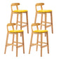 Modern Backrest Armless Counter Stool Wood Milk Tea Shop Bar Stool with Cushion Yellow 4 Piece Set Clearhalo 'Bar Furniture' 'Bar Stools' 'bar_stools' 'furn' 'furn_bar_stools' 'furniture_bar_stools' 'Kitchen & Dining Furniture' 'kitchen&dining_furn' 'kitchen' 'kitchen_furn' Furniture' 4184671