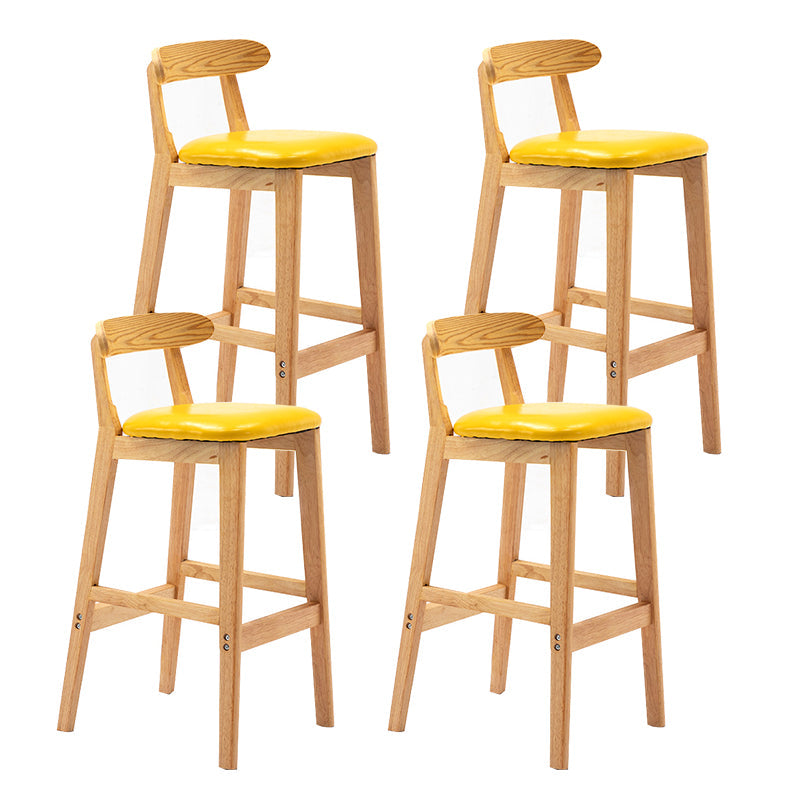 Modern Backrest Armless Counter Stool Wood Milk Tea Shop Bar Stool with Cushion Yellow 4 Piece Set Clearhalo 'Bar Furniture' 'Bar Stools' 'bar_stools' 'furn' 'furn_bar_stools' 'furniture_bar_stools' 'Kitchen & Dining Furniture' 'kitchen&dining_furn' 'kitchen' 'kitchen_furn' Furniture' 4184671