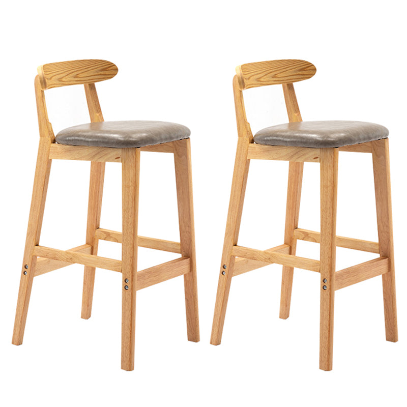 Modern Backrest Armless Counter Stool Wood Milk Tea Shop Bar Stool with Cushion Grey 2 Piece Set Clearhalo 'Bar Furniture' 'Bar Stools' 'bar_stools' 'furn' 'furn_bar_stools' 'furniture_bar_stools' 'Kitchen & Dining Furniture' 'kitchen&dining_furn' 'kitchen' 'kitchen_furn' Furniture' 4184672