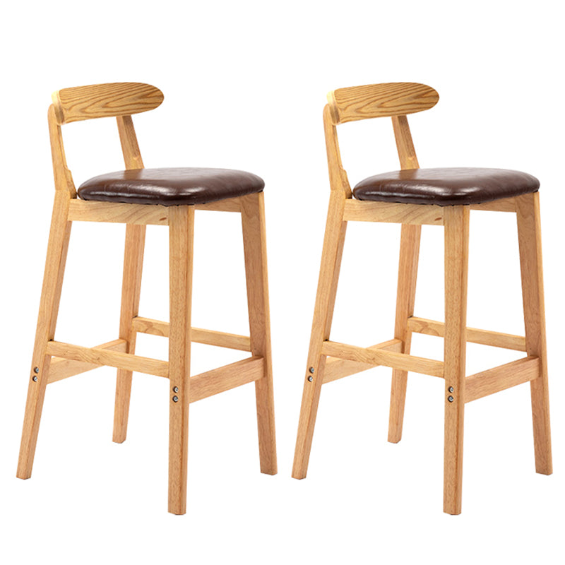 Modern Backrest Armless Counter Stool Wood Milk Tea Shop Bar Stool with Cushion Brown 2 Piece Set Clearhalo 'Bar Furniture' 'Bar Stools' 'bar_stools' 'furn' 'furn_bar_stools' 'furniture_bar_stools' 'Kitchen & Dining Furniture' 'kitchen&dining_furn' 'kitchen' 'kitchen_furn' Furniture' 4184673